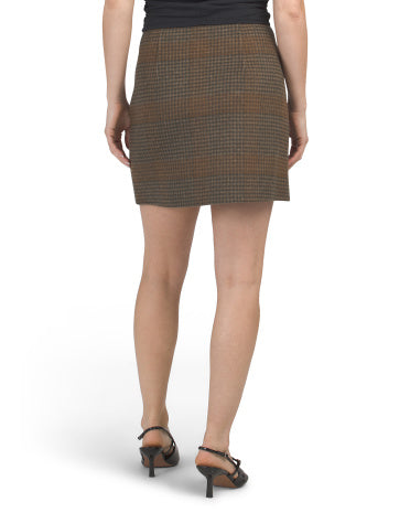 Yün və Kaşmir Qarışığı Tartan Mini Ətək