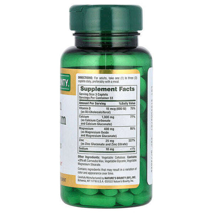 Nature S Bounty Kalsium Maqnesium Sink D3 Vitamini ilə 100 Örtülü Kapsul YoxYox