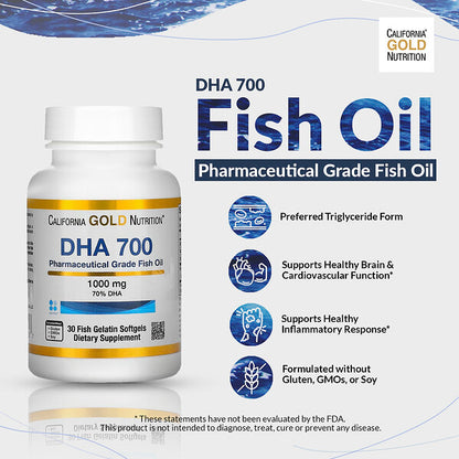 California Gold Nutrition DHA 700 Balıq Yağı Ultra Konsentrat 1000mg 30 Balıq Jelatin Kapsulu