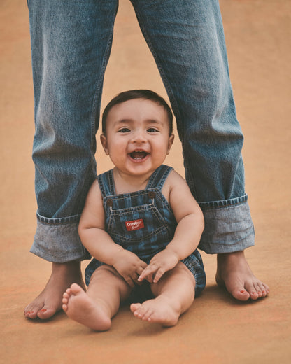 OshKosh B'gosh Uşaq Çizgili Denim Kombinezon - Tünd Yuma