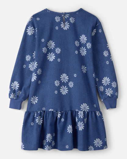 OshKosh B'gosh Qız Çiçək Naxışlı Uzun Kollu Geyim - Mavi YoxYox
