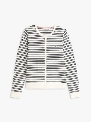 Tommy Hilfiger Yüngül Çizgili Kardiqan, Bej