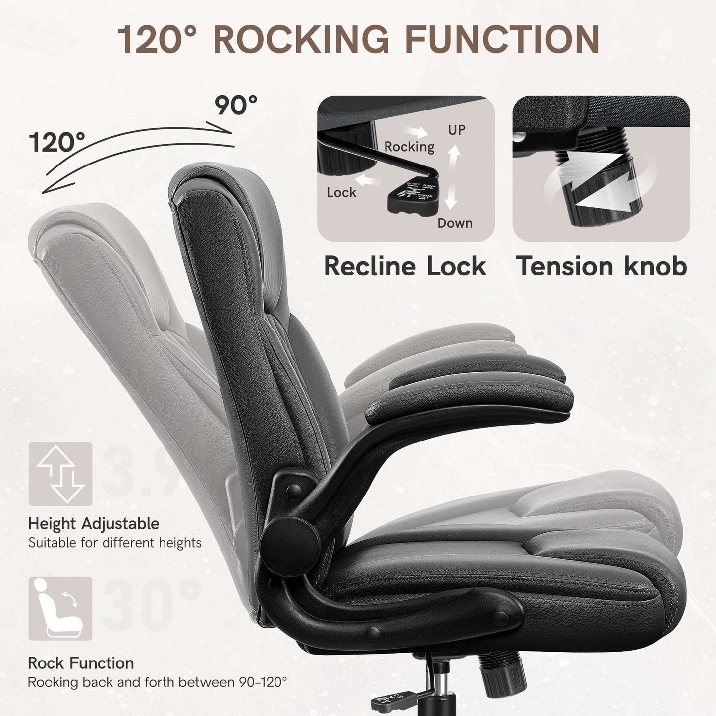 COOLHUT Dəri Ofis Kreslisi, Böyük və Uzun Boy Ofis Kreslisi 400LBS Geniş Oturacaq Ergonomik Kompüter Masası Kreslisi Yüksək Arxalı İcraçı Dəri Kreslisi Tənənnəfli Kəmər Dəstəyi 8 İl Zəmanət ilə YoxYox