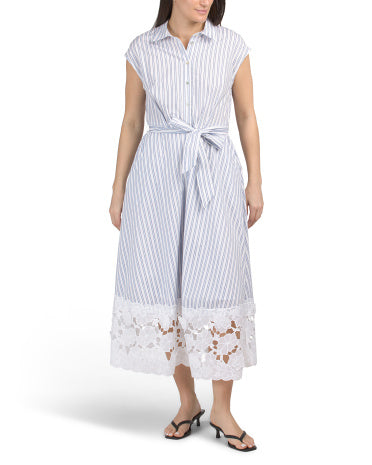 ELLEN TRACY 3D Broderi Maxi Köynək Geyimi