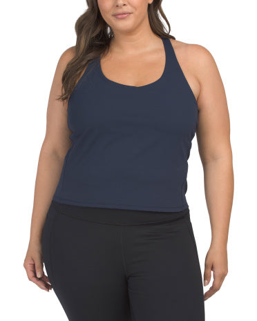 SPANX Plus Kontur Çapraz Arxada Tank Top Daxili Shelf Sütyən ilə