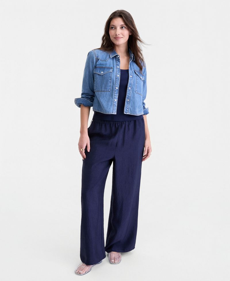 On 34th Qadın Qısaltılmış Denim Western Köynəyi