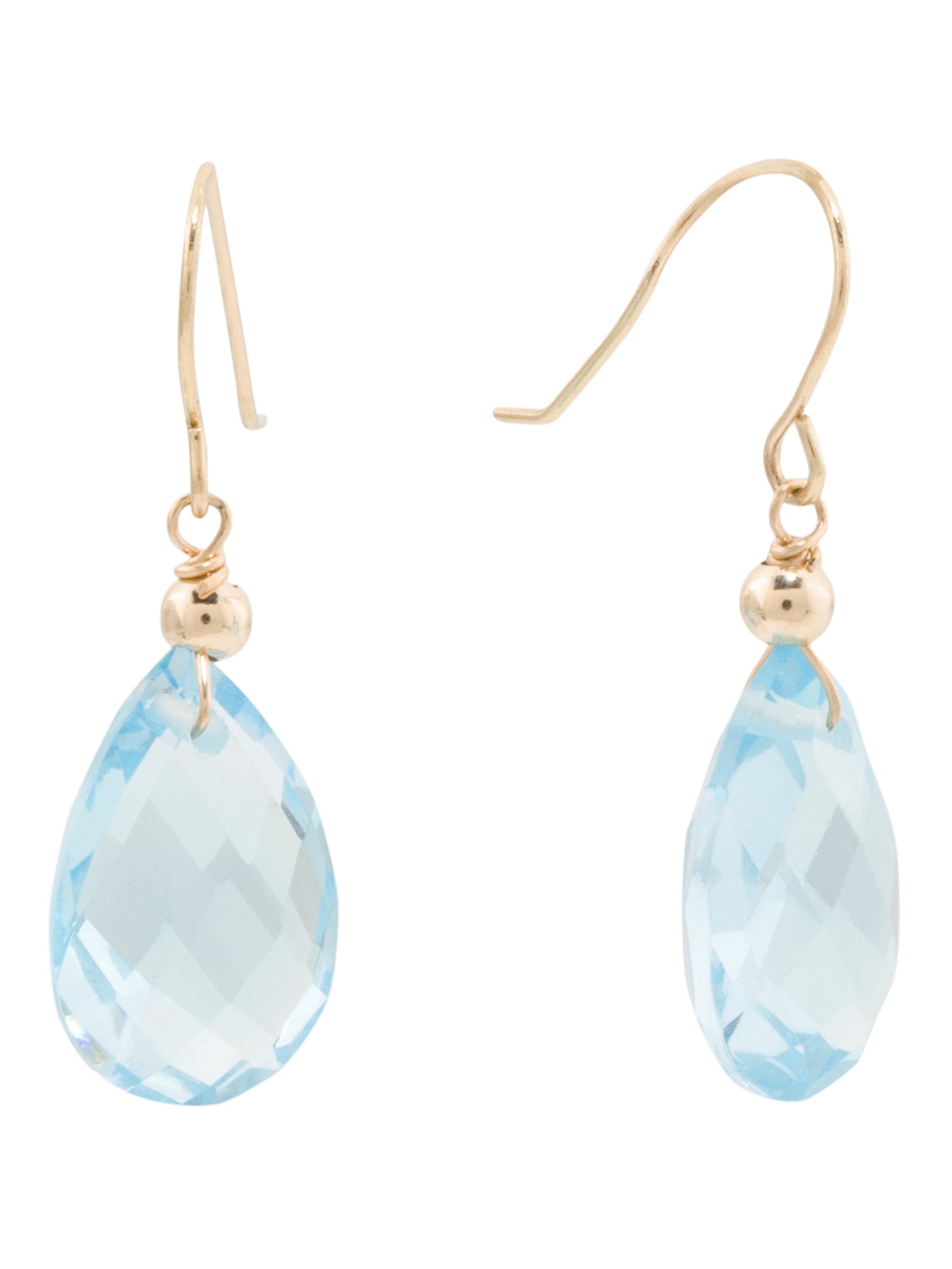 GEORG K ABŞ-da İstehsal Edilmiş 14kt Qızılı Mavi Topaz Damla Sırğalar