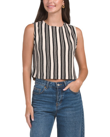 GEMMA+ JANE Jacquard Toxuması Kolsuz Qısa Bluzka
