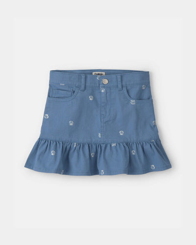 OshKosh B'gosh Qız Seashell Twill Fırfırlı Etek - Orta Yıkama