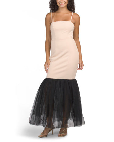 SELFIE LESLIE Tomie Tulle Hem Maxi Geyim