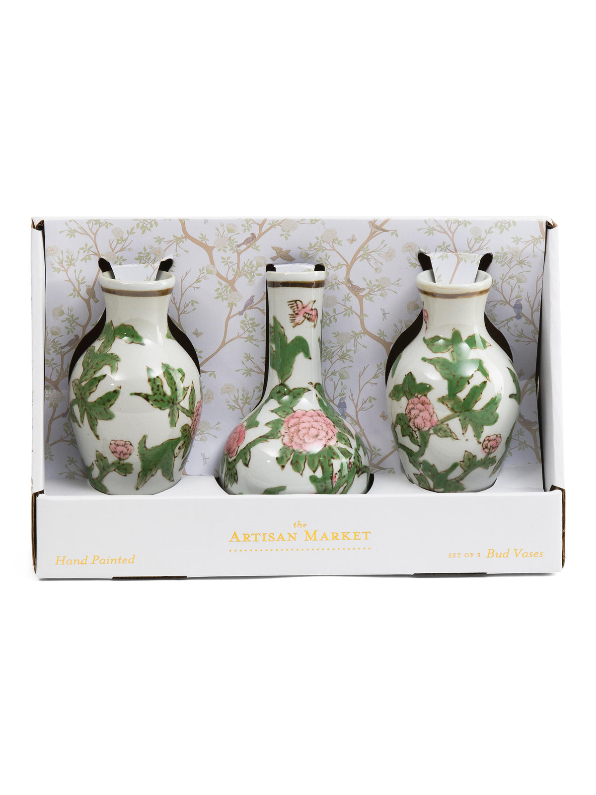 HOME ESSENTIALS 3 Parça Floral Keramika Gül Vazosu Dəsti