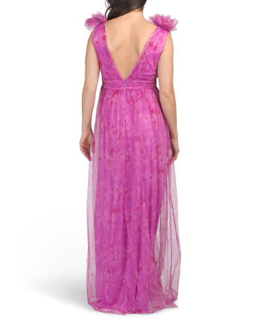 MANIJU Fırfırlı Çiçəkli Organza Geyim