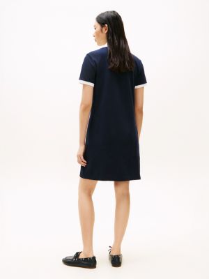 Tommy Hilfiger Nakışlı Hilfiger Script Polo Geyimi, Tünd Mavi
