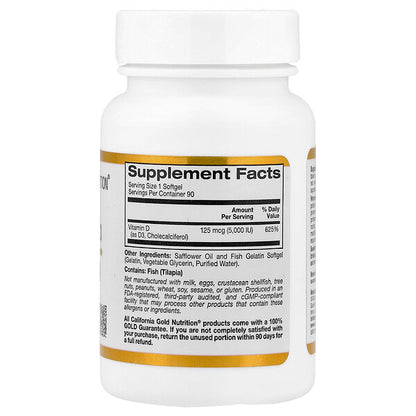 California Gold Nutrition D3 Vitamini 125 Mcg 5000 IU 90 Balıq Jelatin Kapsulu