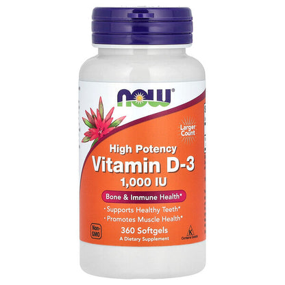 Now Foods D-Vitamini 3 Yüksək Potensiyalı 1000 IU 360 Softgels