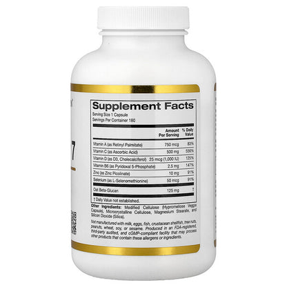 California Gold Nutrition Defender 7 C, D3, B6, Sink və Selenium 180 Veqetarian Kapsul