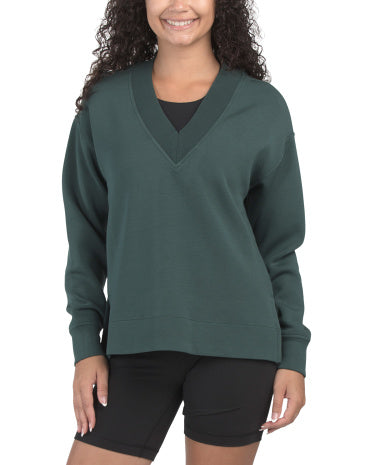 SPANX Brushed V-neck Tunik Stil Sweatshirt