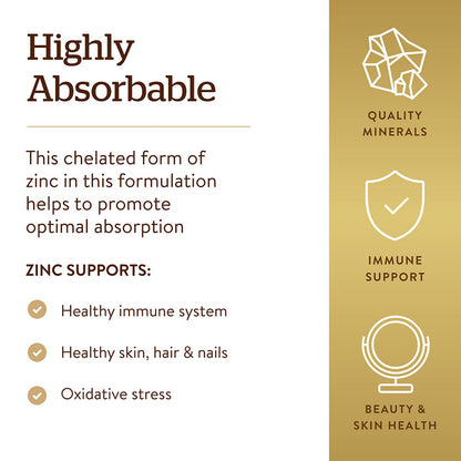 Solgar Chelated Zinc 250 Tablet 22 Mg