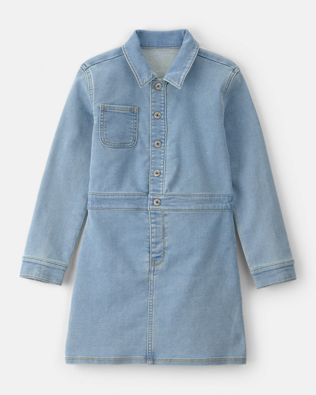 OshKosh B'gosh Qız Düymə Əbli Uzun Kollu Denim Geyimi - Mavi