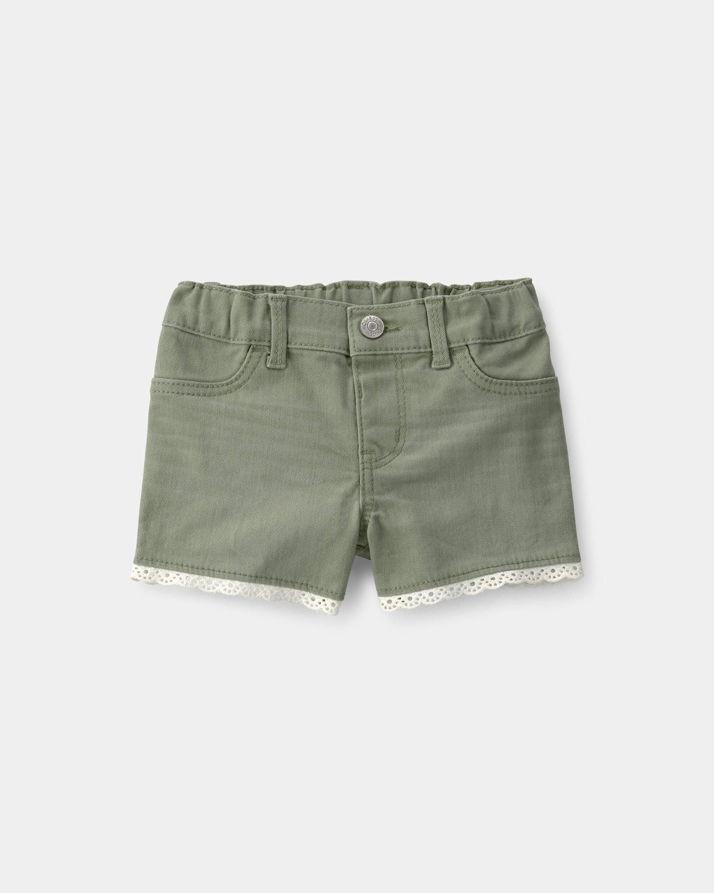 Carter's Qız Uşaq Eyellet Bəzəkli Twill Şalvarı - Zeytun