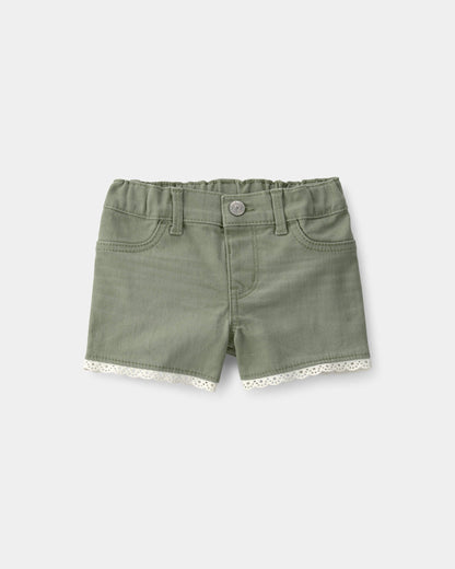 Carter's Qız Uşaq Eyellet Bəzəkli Twill Şalvarı - Zeytun
