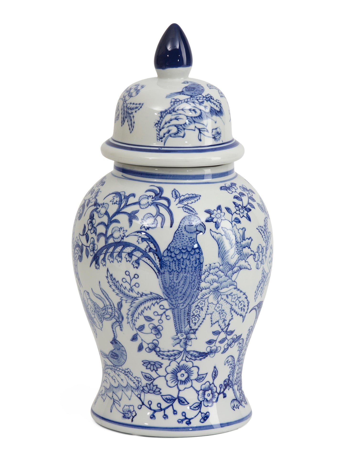 GALT 7x14.25 Parrot Chinoiserie Seramik Qab Qapaqla