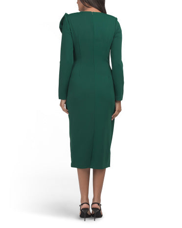 BADGLEY MISCHKA Uzun Tənəkəli Drapeli Formal Midi Geyim