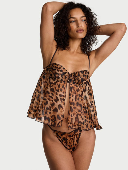 Victoria's Secret Geo Leo Şifon Uçan Qanadlı Kamisol Bebek Doll Dəsti