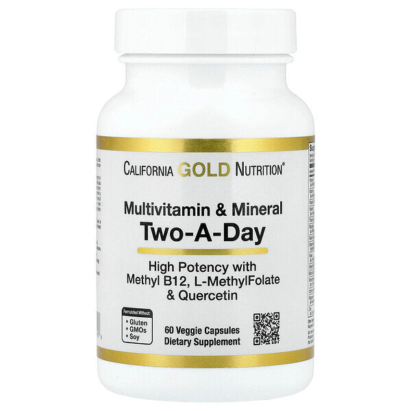 California Gold Nutrition Çoxvitamin Və Mineral Metil B12 Vitamin C L Metilfolat Və Kversetin Günədə İki Dəfə 60 Vegan Kapsul