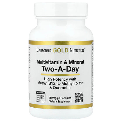 California Gold Nutrition Çoxvitamin Və Mineral Metil B12 Vitamin C L Metilfolat Və Kversetin Günədə İki Dəfə 60 Vegan Kapsul