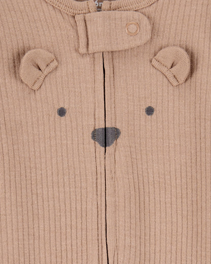 Carter's Baby Bear 2-Way Zip Ribbed Yuxu və Oyun Pijamalar - Qəhvəyi
