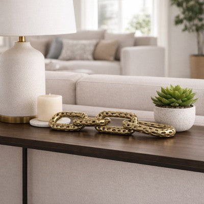 SAGEBROOK HOME Müasir Zəncirvari Heykəl Ev Dekorası üçün Accent - Otaq, Qonaq Otağı, Vanna Otağı və Ofis Dekorası üçün Ideal Stilli Ornamentlər - 1", Qızıl və Metallik
