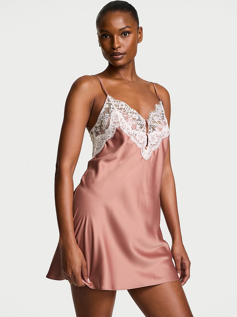 Victoria's Secret Satin Dantelli Qısa Slip Geyim