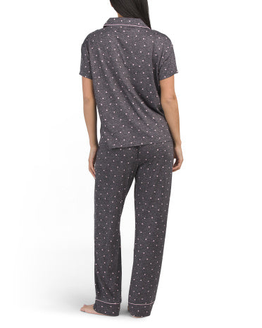 LAURA ASHLEY 2 Parçalı Nöqtəli Qısa Kollu Pijama Dəsti