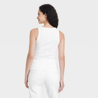Universal Thread Qadın Dar Oturan Kolsuz Bluza Ağ XL
