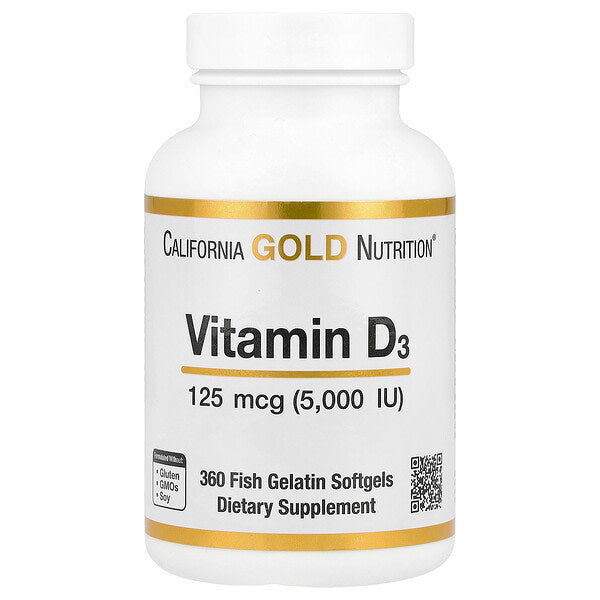 California Gold Nutrition Vitamin D3 125 Mcg 5000 IU 360 Balıq Jelatin Kapsulu
