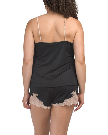 NATORI 2 Parçalı Enchant Pijama Kamizol və Şort Dəsti Dantel Detallı