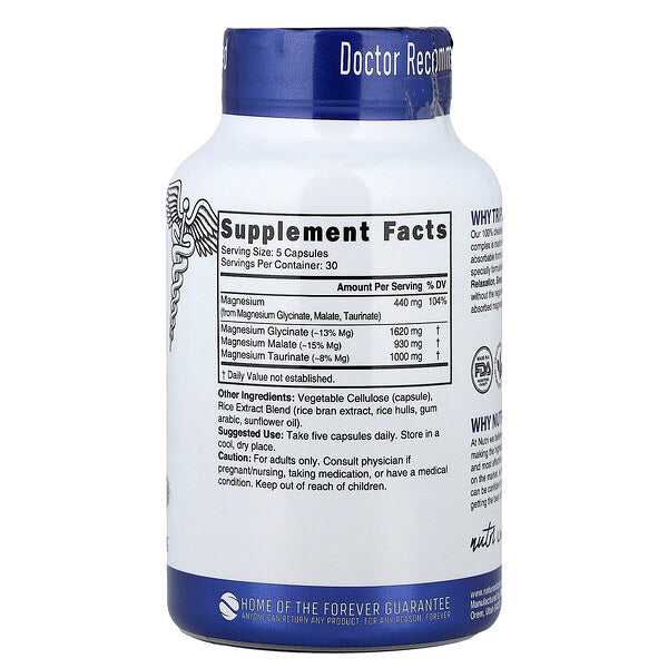 Nutri Triple Magnesium Yüksək Emdirmə 150 Veqan Kapsulu