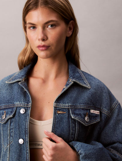 Calvin Klein Denim Bubble Jacket Qadın Cins Yaqqası