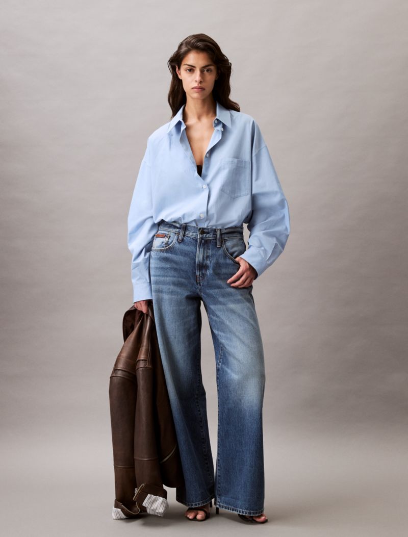 Calvin Klein Viskon Qarışığı Rahat Düyməli Köynək