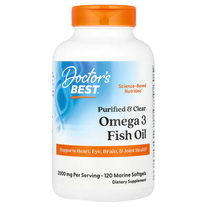Doctor's Best Təmizlənmiş Xalis Omega-3 Balıq Yağı 120 Mərinə Softgel 1000mg