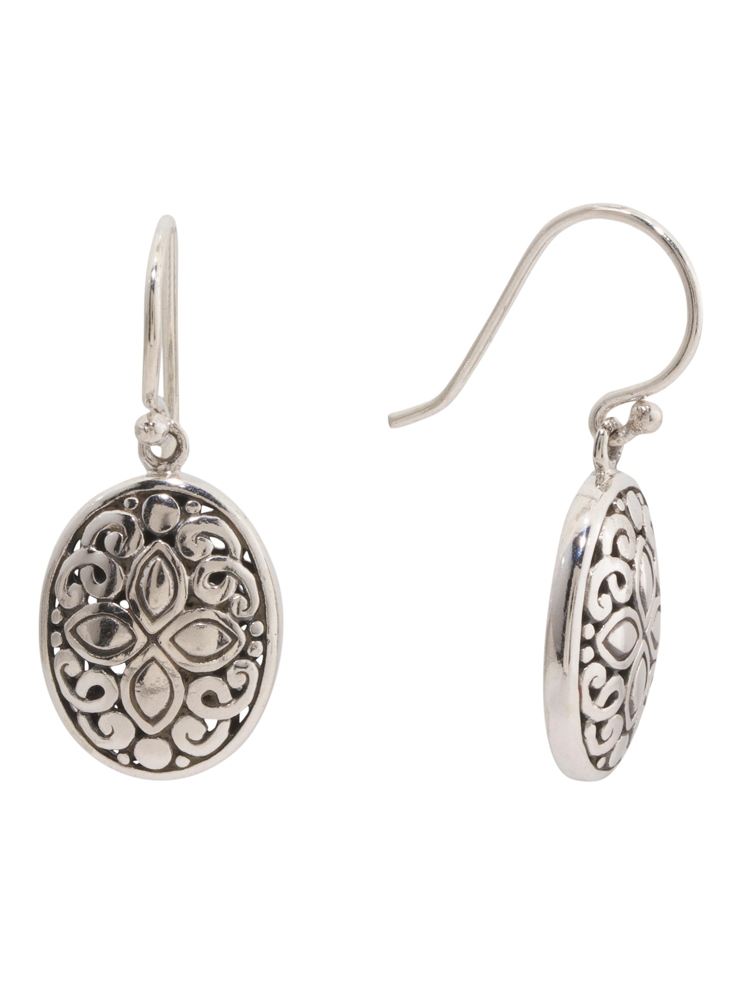 ANNIKA WITT Bali'də Hazırlanmış Gümüşü Oval Filigree Asılı Sırğalar