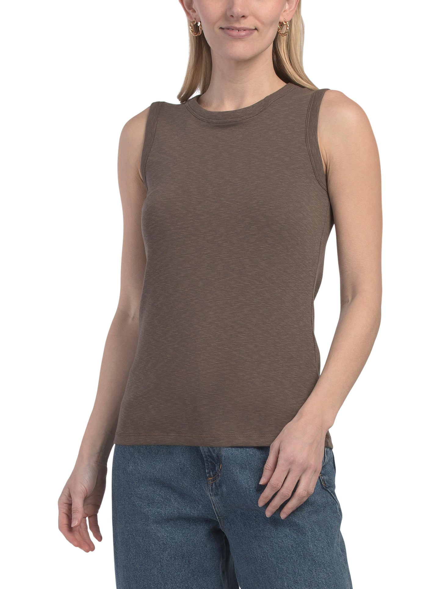 RACHEL ZOE Kolsuz Ribli Crew Neck Bluzka