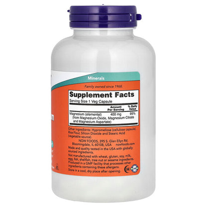 Now Foods Magnesium Caps 400 Mq 180 Vegetarian Kapsul