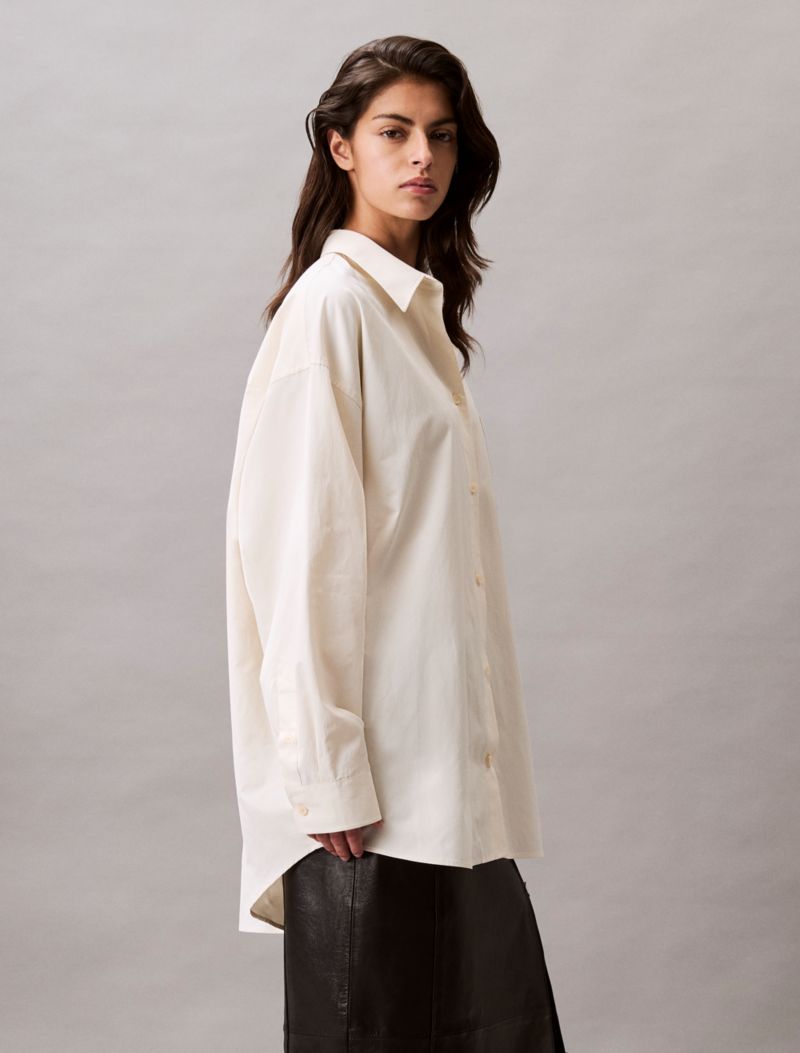 Calvin Klein Viskoз Qarışımlı Rahat Düymə Köynəyi