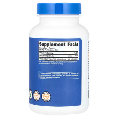 Nutricost Zinc Picolinate 50 Mg 240 Kapsul