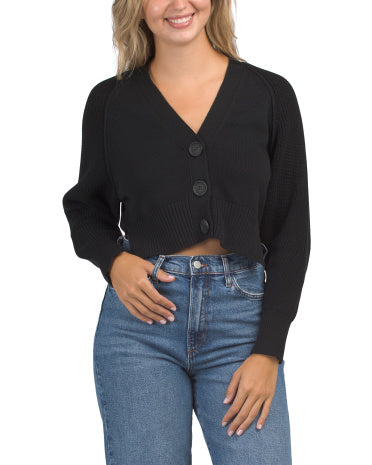 METRIC KNITS Pamuk Qısaldılmış Kardiqan Böyük Raglan Qolluqları ilə