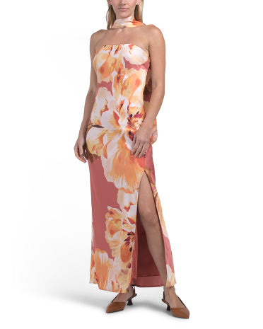 THIRTY THIRTY Satin Strapless Geyim Silk Scarf ilə