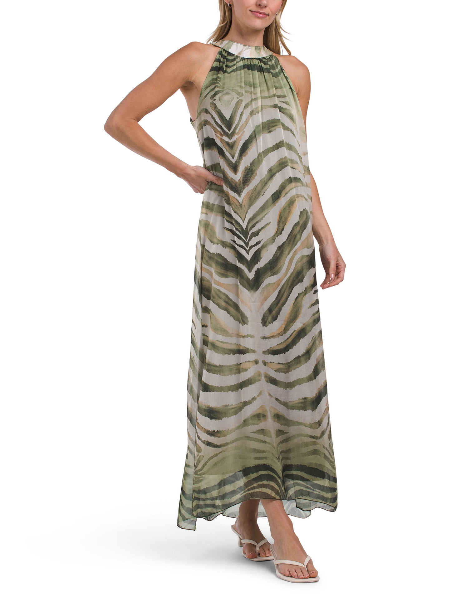 ROSEMARINE İtalyada Hazırlanmış İpək Qarışıqlı Kolsuz Halter Maxi Geyim