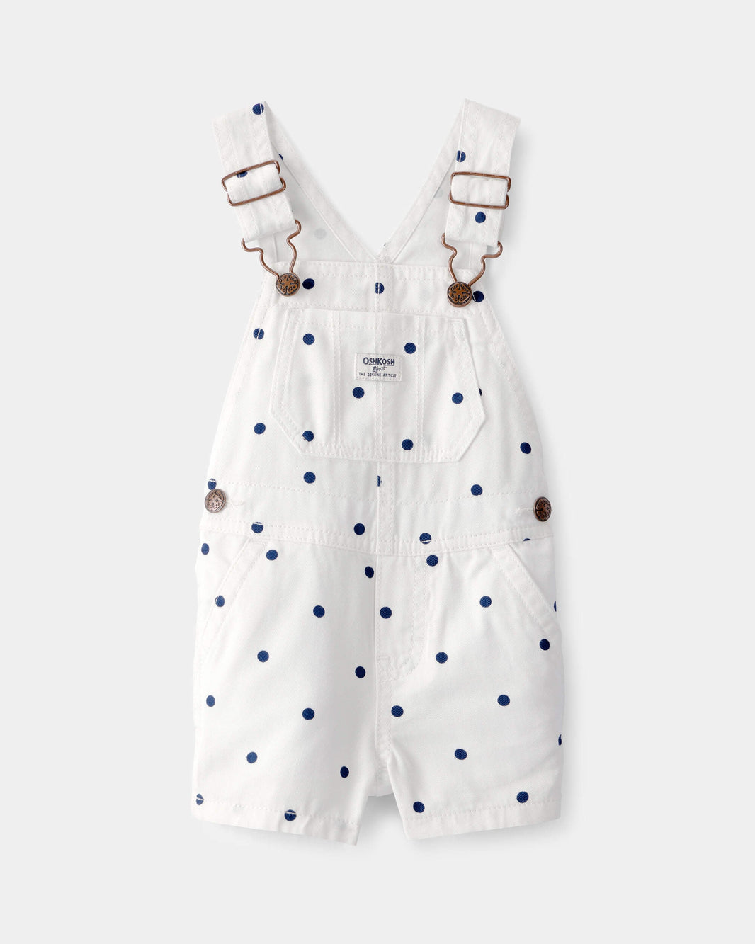OshKosh B'gosh Qız Uşaq Nöqtəli Qısaqol Kombinezon - Ağ/Mavi